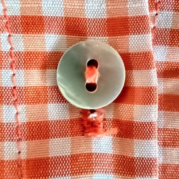 Robbie Bee Orange White Gingham Check Silk Shirt - Picture 3 of 4